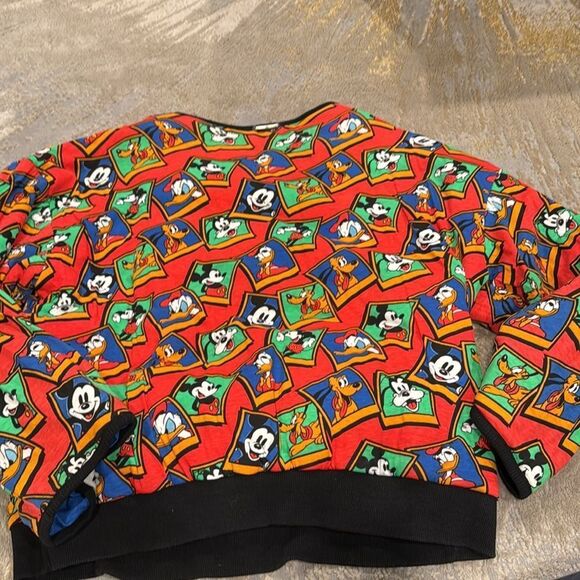 VTG Disney Reversible Sweatshirt AOP Donald Duck Mickey Mouse Puffer M / L Adult - Picture 8 of 12